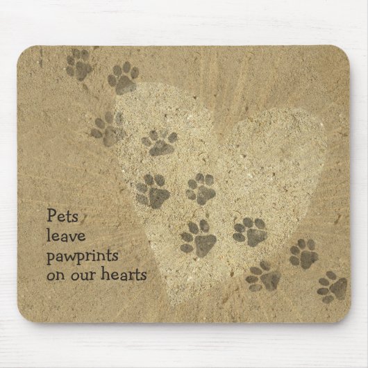 Haustiere verließ Paw Prints auf unseren Herzen Mousepad (Vorne)