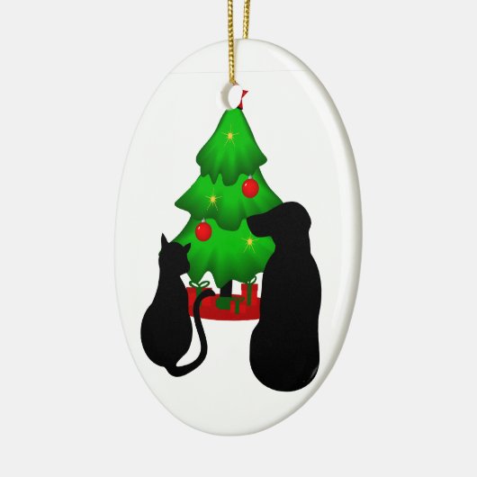 Haustiere Weihnachtshund und Katzen-Ornament Keramik Ornament (Links)