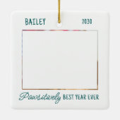 Haustiere Welpen Hund Foto Grüne Covid Quarantäne Keramikornament (Rückseite)