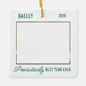 Haustiere Welpen Hund Foto Grüne Covid Quarantäne Keramikornament (Vorderseite)