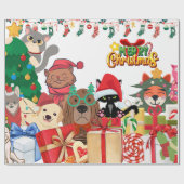 Haustiere zu Weihnachten Geschenkpapier (Flach)