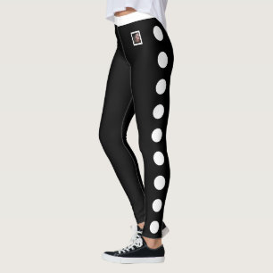 Haustierfoto anpassen Weißer Tupfenmuster Schwarz Leggings