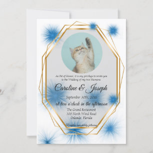 Haustierfoto für Hochzeit mit blauem Büschel Fell Einladung