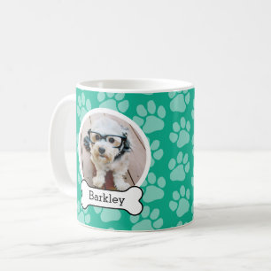 Haustierfoto mit Hundeknochen und Pfotenabdrücken Kaffeetasse