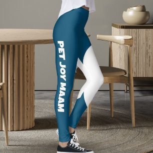 Haustierkatze Mama Name Ozean Blau Weiß Benutzerde Leggings