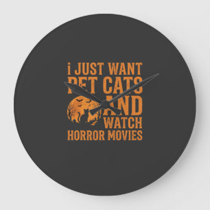 Haustierkatzen Horrorfilme Halloween Design_1 Große Wanduhr