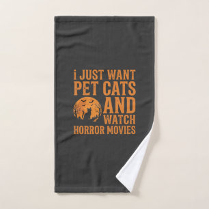 Haustierkatzen Horrorfilme Halloween Design_1 Handtuch