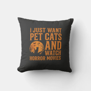 Haustierkatzen Horrorfilme Halloween Design_1 Kissen