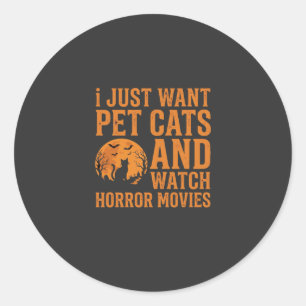 Haustierkatzen Horrorfilme Halloween Design_1 Runder Aufkleber