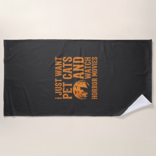 Haustierkatzen Horrorfilme Halloween Design_1 Strandtuch
