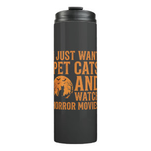 Haustierkatzen Horrorfilme Halloween Design_1 Thermosbecher