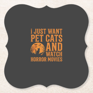 Haustierkatzen Horrorfilme Halloween Design_1 Untersetzer