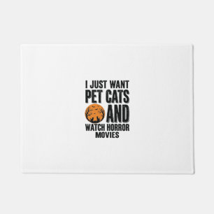 Haustierkatzen Horrorfilme Vintage Halloween-Shirt Fußmatte