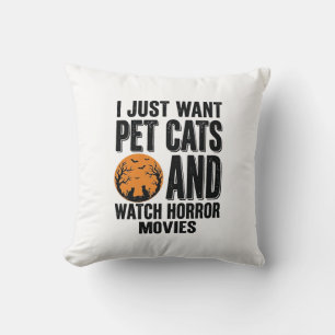 Haustierkatzen Horrorfilme Vintage Halloween-Shirt Kissen