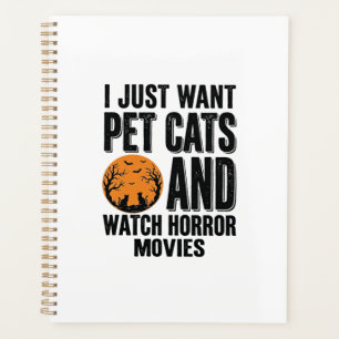 Haustierkatzen Horrorfilme Vintage Halloween-Shirt Planer