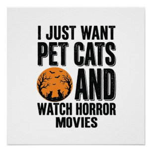 Haustierkatzen Horrorfilme Vintage Halloween-Shirt Poster