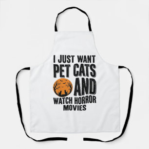 Haustierkatzen Horrorfilme Vintage Halloween-Shirt Schürze