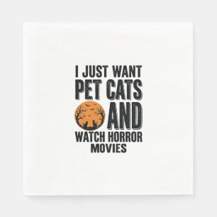 Haustierkatzen Horrorfilme Vintage Halloween-Shirt Serviette