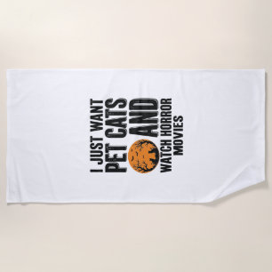 Haustierkatzen Horrorfilme Vintage Halloween-Shirt Strandtuch