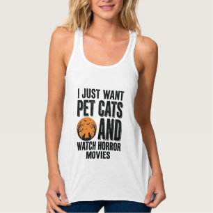 Haustierkatzen Horrorfilme Vintage Halloween-Shirt Tank Top