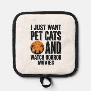 Haustierkatzen Horrorfilme Vintage Halloween-Shirt Topflappen