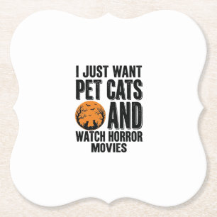 Haustierkatzen Horrorfilme Vintage Halloween-Shirt Untersetzer