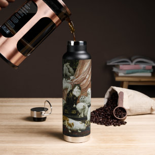 Haustierkatzen Kätzchen Vintage-Tierkunst monogram Trinkflasche