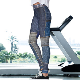 Haustierliebhaber Katzenmutter Faux-Denim-Patchwor Leggings