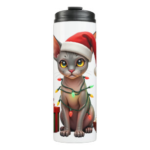 Haustierliebhaber Süße Sphynx-Katze Renntiergeweih Thermosbecher