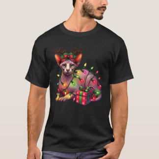 Haustierliebhaber Süße Sphynx-Katze Rentiere Gewei T-Shirt