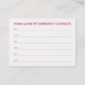 Haustiernotkontakte Visitenkarte (Rückseite)