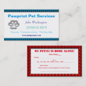 HaustiernotVisitenkarte Telefonnummerkarte (Vorne/Hinten)