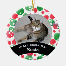 Haustierpersonalisierte rote grüne keramik ornament