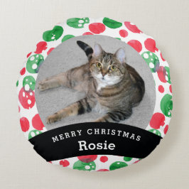 Haustierpersonalisierte rote grüne rundes kissen