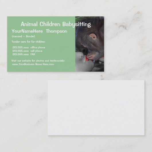 Haustierpflege Babysitting Visitenkarte (Vorne/Hinten)