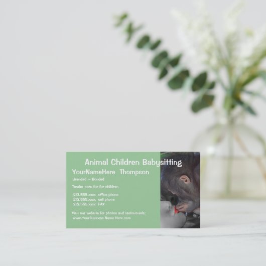 Haustierpflege Babysitting Visitenkarte (Stehend Vorderseite)