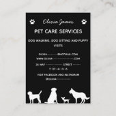 Haustierpflege mit Monochrom Visitenkarte (Rückseite)