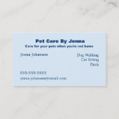 Haustierpflege-Visitenkarte Visitenkarte (Rückseite)