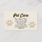 Haustierpflege-Visitenkarte Visitenkarte (Rückseite)