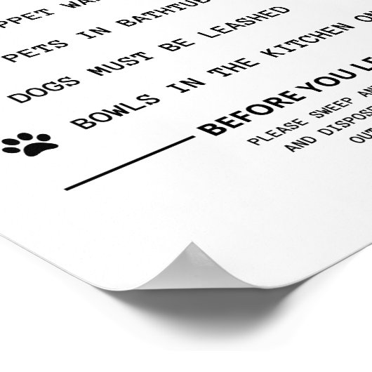 Haustierregeln Poster (Ecke)