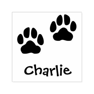 Haustiersignatur mit Pfotenabdruck-Stempel Charlie Permastempel