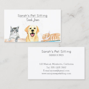 Haustiersitting Hund Katze Training Aquarell Visitenkarte