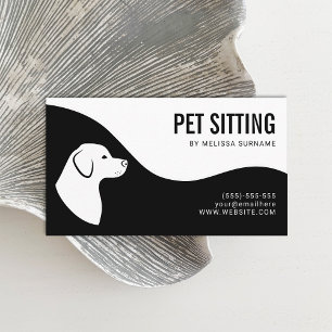 Haustiersitting-Service Hund Silhouette Schwarz un Visitenkarte