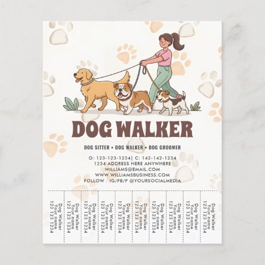 Haustiersitting-Werbung Hundeausführer Benutzerdef Flyer (Vorne)