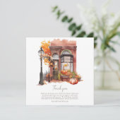 Haustür Erwärmung Party Herbsttür Dankeskarte (Stehend Vorderseite)