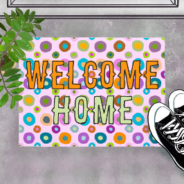 Haustür lustige bunt Begrüßung Zuhause pink Fußmatte