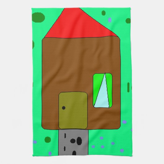 Haustürpfad, digitale Malerei, Kunst von Kindern Geschirrtuch (Vertikal)