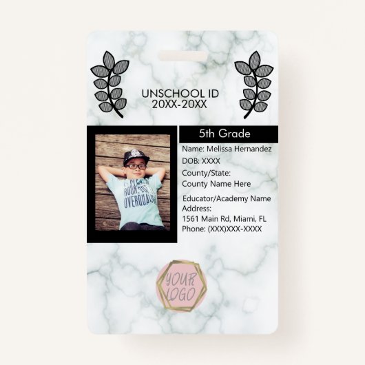 Hausunterricht Unschulbildung - Marmor für Privats Ausweis (Vorderseite)