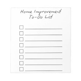 Hausverbesserungs-To-Do-Liste | Planen Sie Ihre DI Notizblock