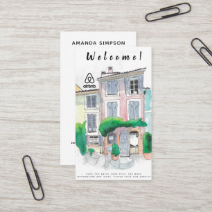 Hausvermietung Bild und Logo Airbnb Visitenkarte